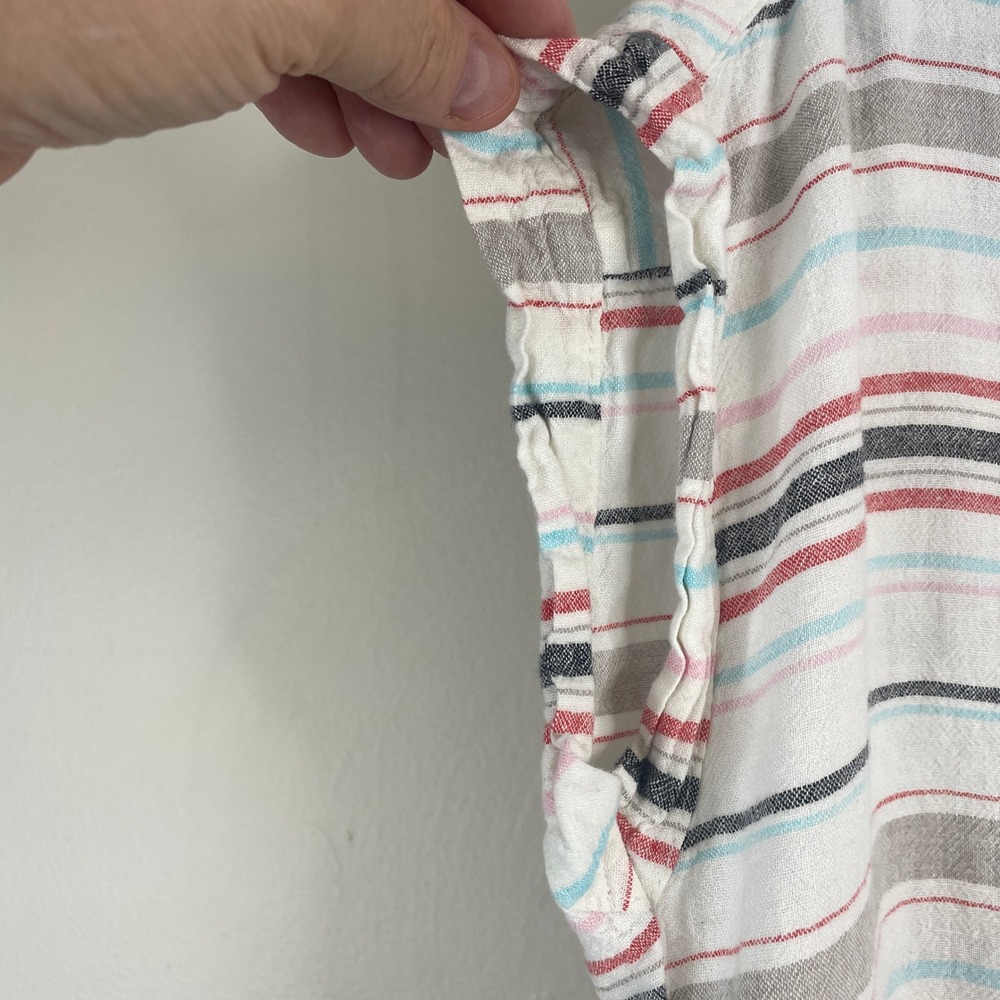 Weatherproof Vintage Beachy Linen Blend Top Large Coastal Striped Vacation Tie - Picture 4 of 15